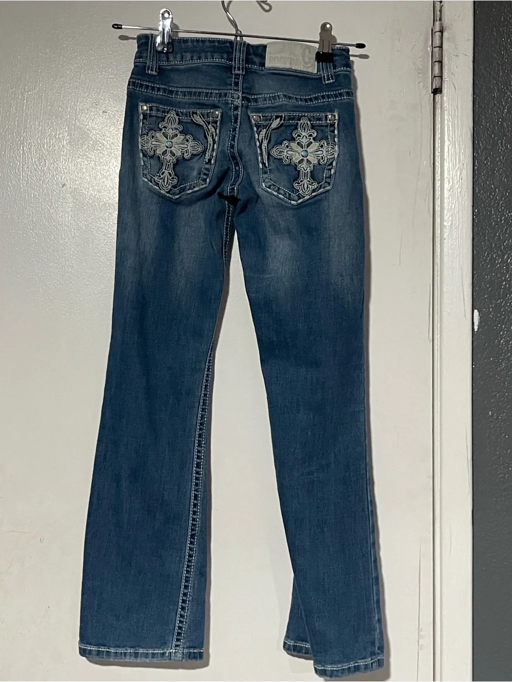 Rockin C Girls Bootcut Western Jeans Size 7 Contrast Stitch Cavender's